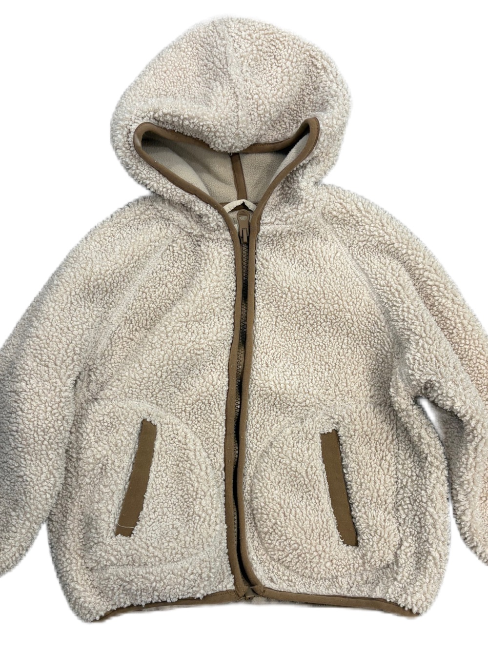 Zara Cream Sherpa Hooded Puffer Jacket